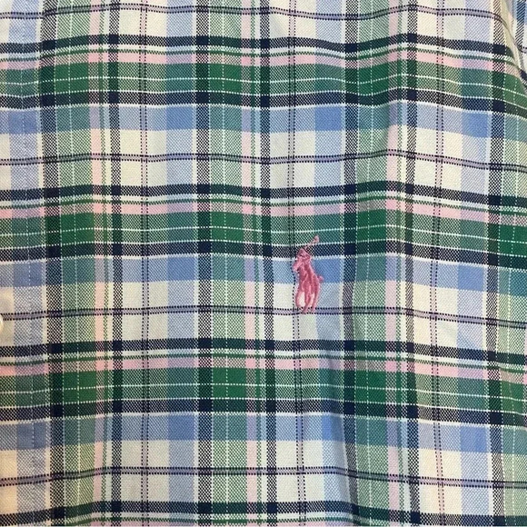 Ralph Lauren Custom Fit Pink Green Blue Plaid Button Down Dress Shirt Large - Picture 4 of 9